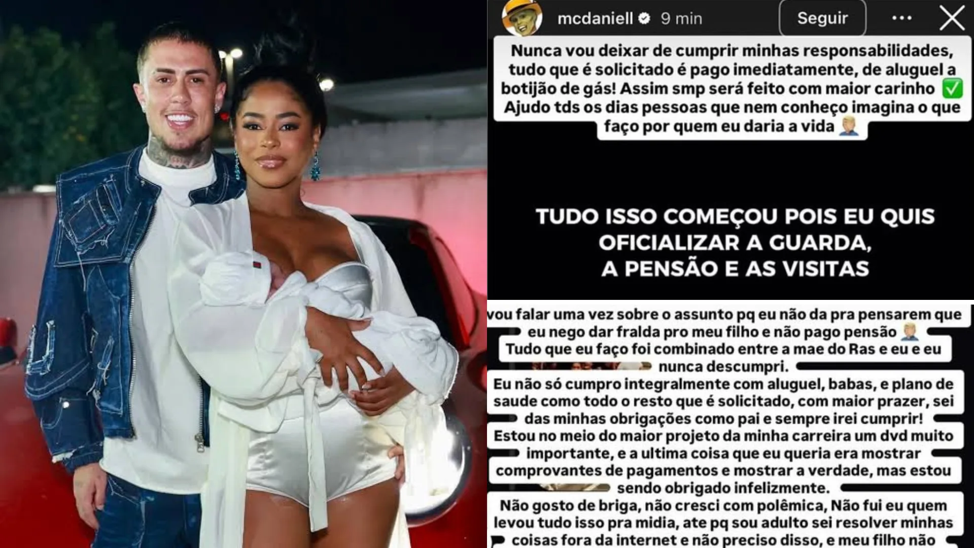 MC Daniel se pronuncia após polêmica com Lorena Maria sobre apoio financeiro ao filho