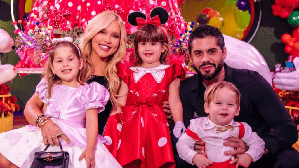 Virginia e Zé Felipe surgem juntos em festa de aniversário de Maria Alice de 5 anos