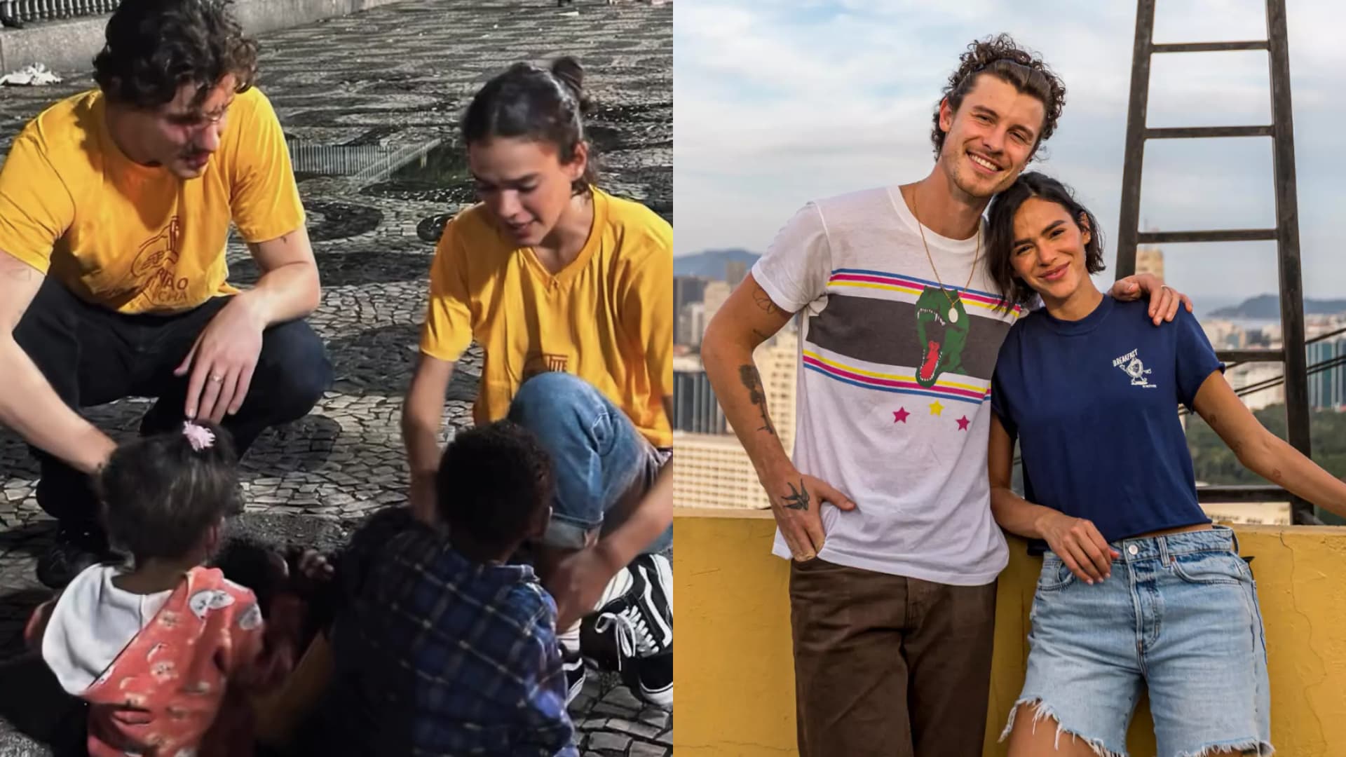 Bruna Marquezine e Shawn Mendes participam de ação solidária no Rio