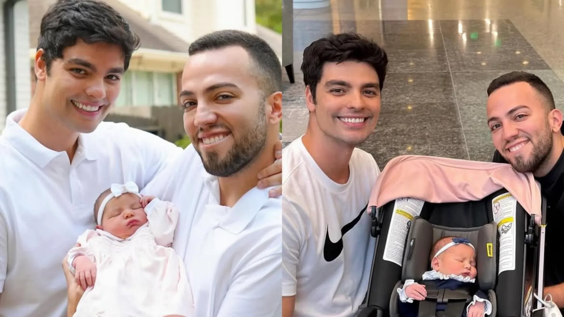 Lucas Rangel e Lucas Bley apresentam o rostinho da filha Mia pela primeira vez