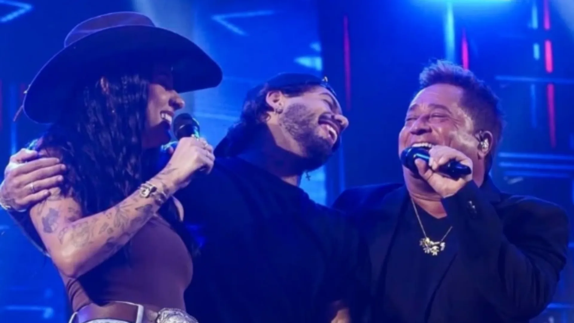 Ana Castela e Zé Felipe fazem participação em show de Leonardo