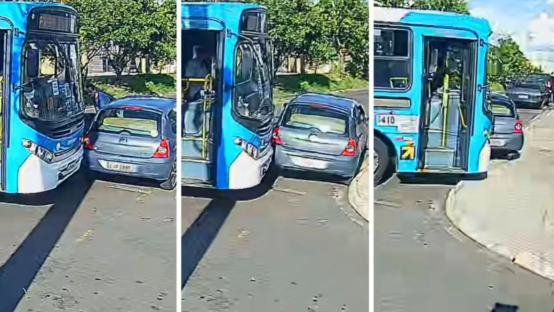 Ônibus do transporte público arrasta carro após discussão em SP