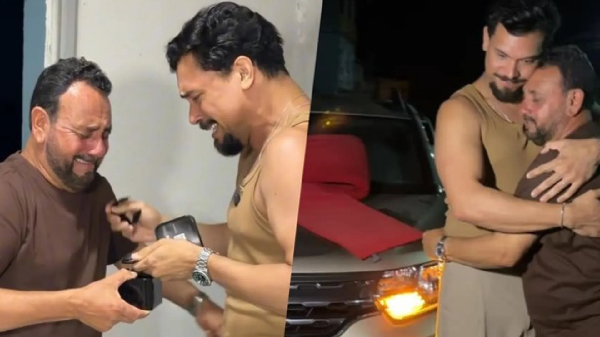 Vinícius presenteia o pai com um carro e emociona ao lembrar a trajetória da família