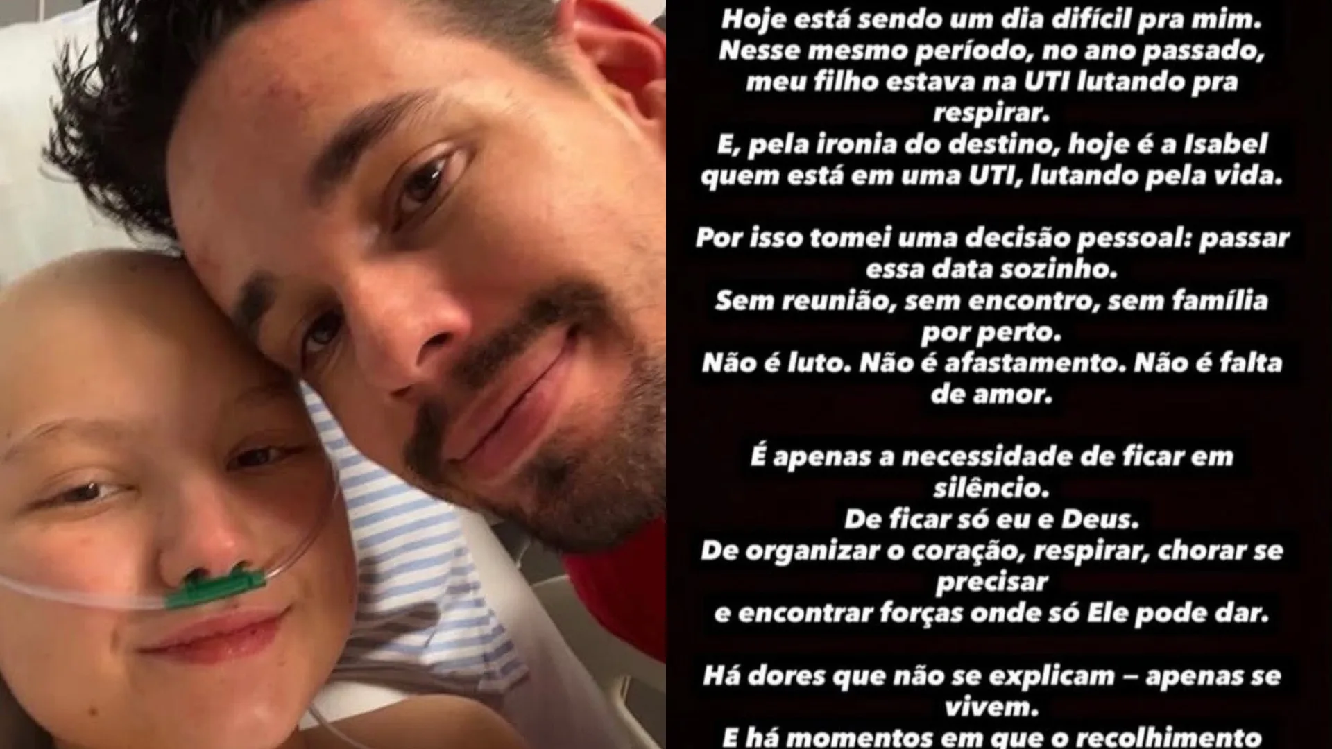 Marido de Isabel Veloso desabafa e diz que passará o Réveillon sozinho enquanto ela luta pela vida na UTI