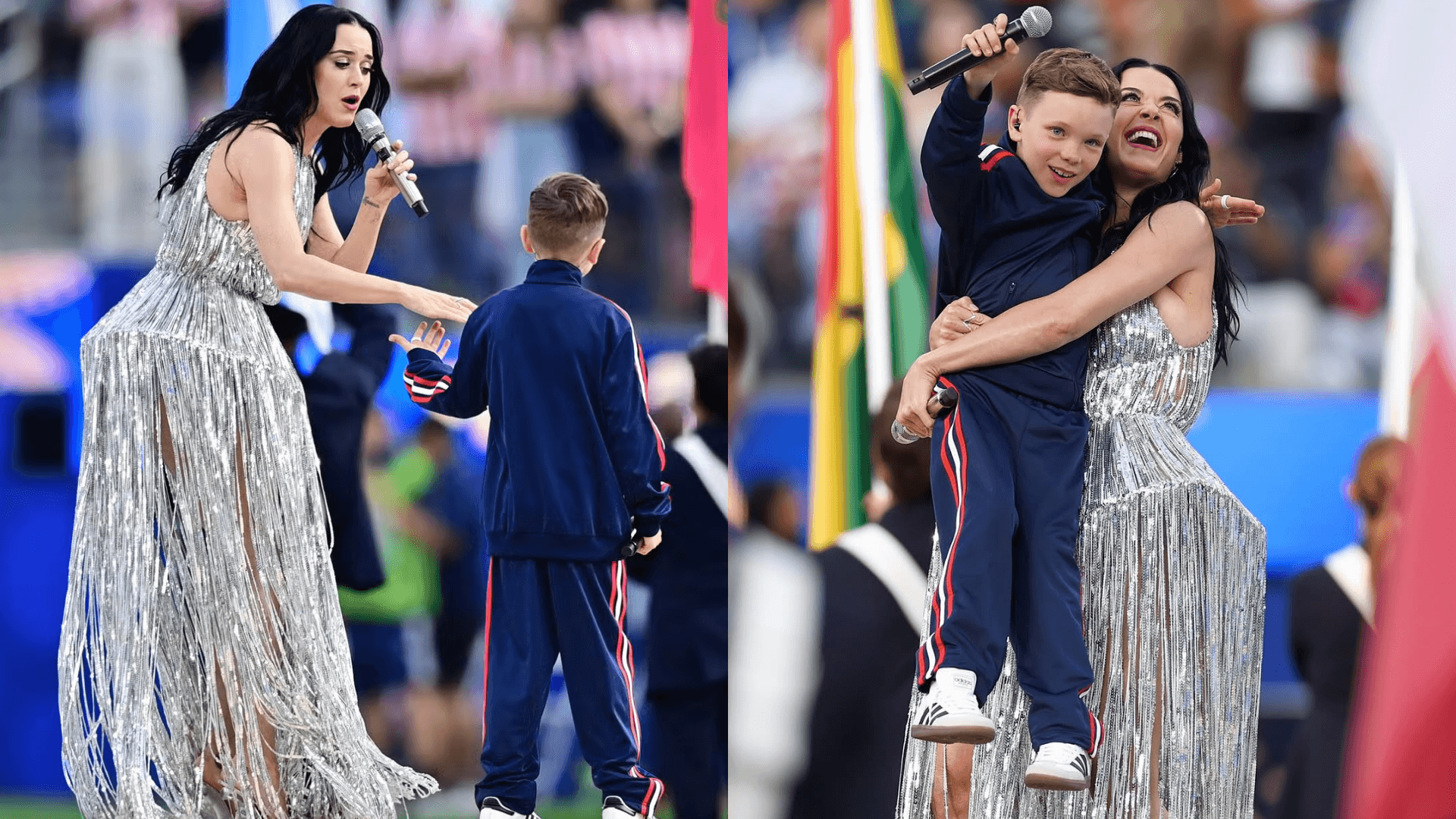 Katy Perry se apresenta ao lado de Tius na cerimônia de abertura da Copa do Mundo nos EUA