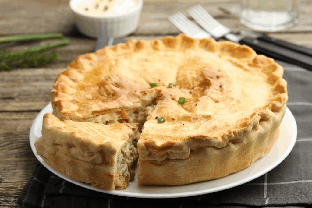 Essa torta de frango cremosa é fácil de fazer para o lanche da tarde