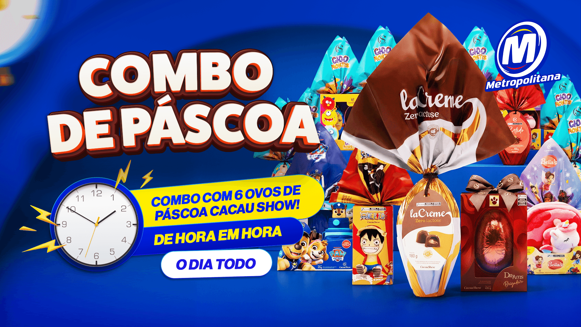De hora em hora tem COMBO DE 6 OVOS DE PÁSCOA da Cacau Show!
